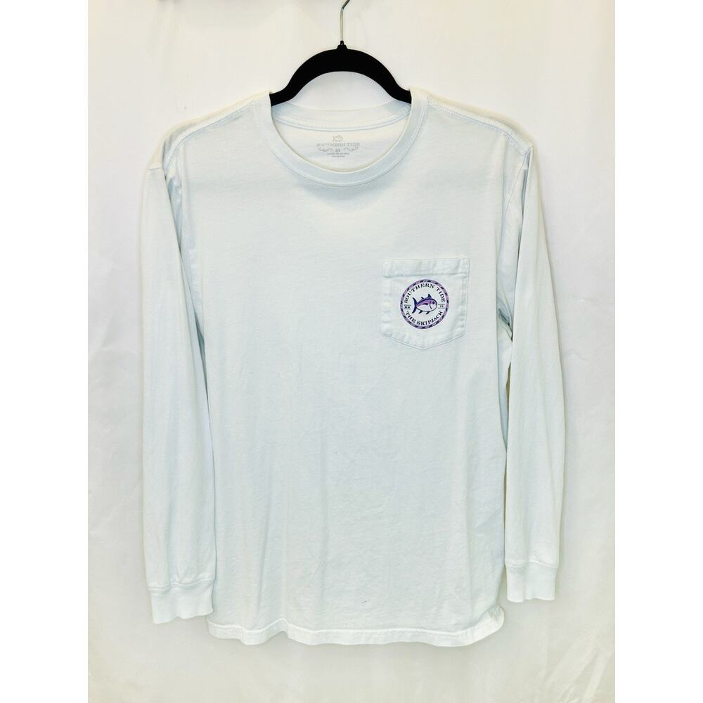 SOUTHERN TIDE L/S ORIGINAL MEDALLION SKIPJACK TEE - WHITE- WOMEN’S MEDIUM - Picture 3 of 5